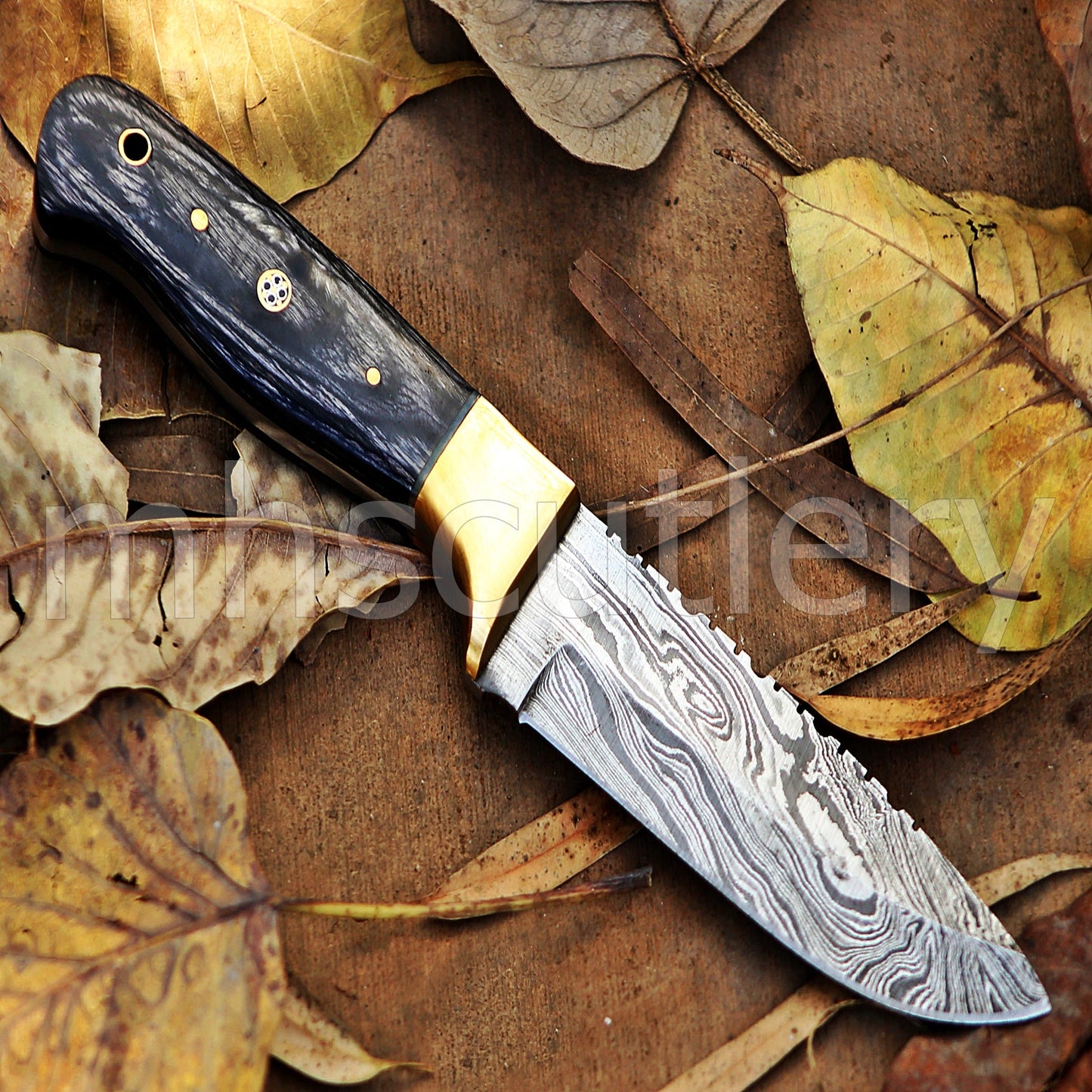 Custom Made Damascus Steel Hunter Fixed Blade Skinning Knife