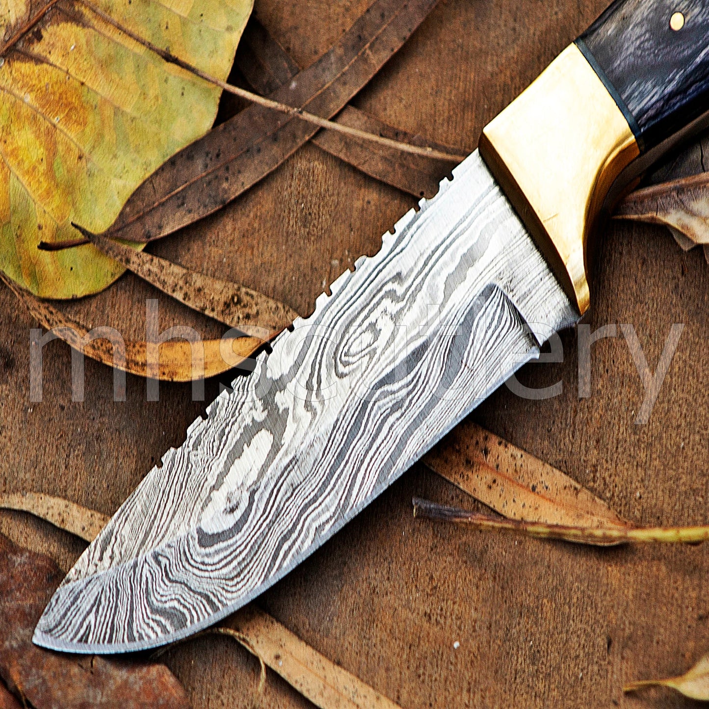 Custom Made Damascus Steel Hunter Fixed Blade Skinning Knife