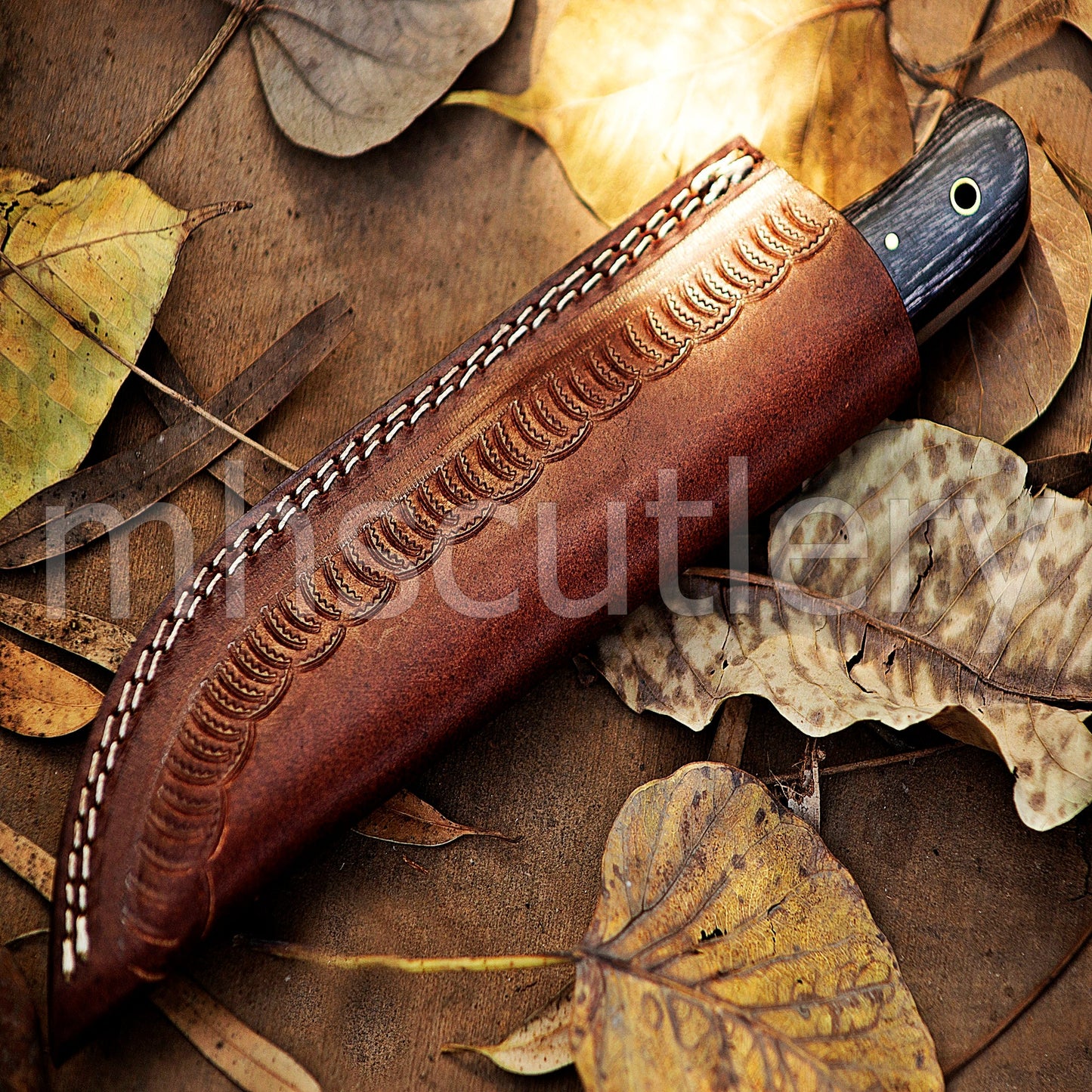 Custom Made Damascus Steel Hunter Fixed Blade Skinning Knife