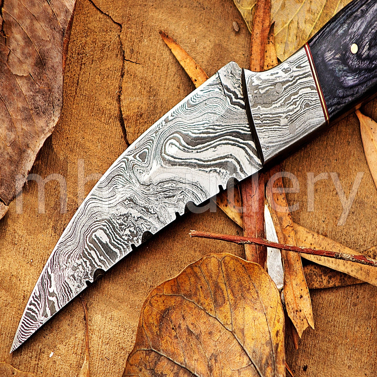 Hand Forged Damascus Steel Skinner Hunting Knife With Pakka Wood Handle