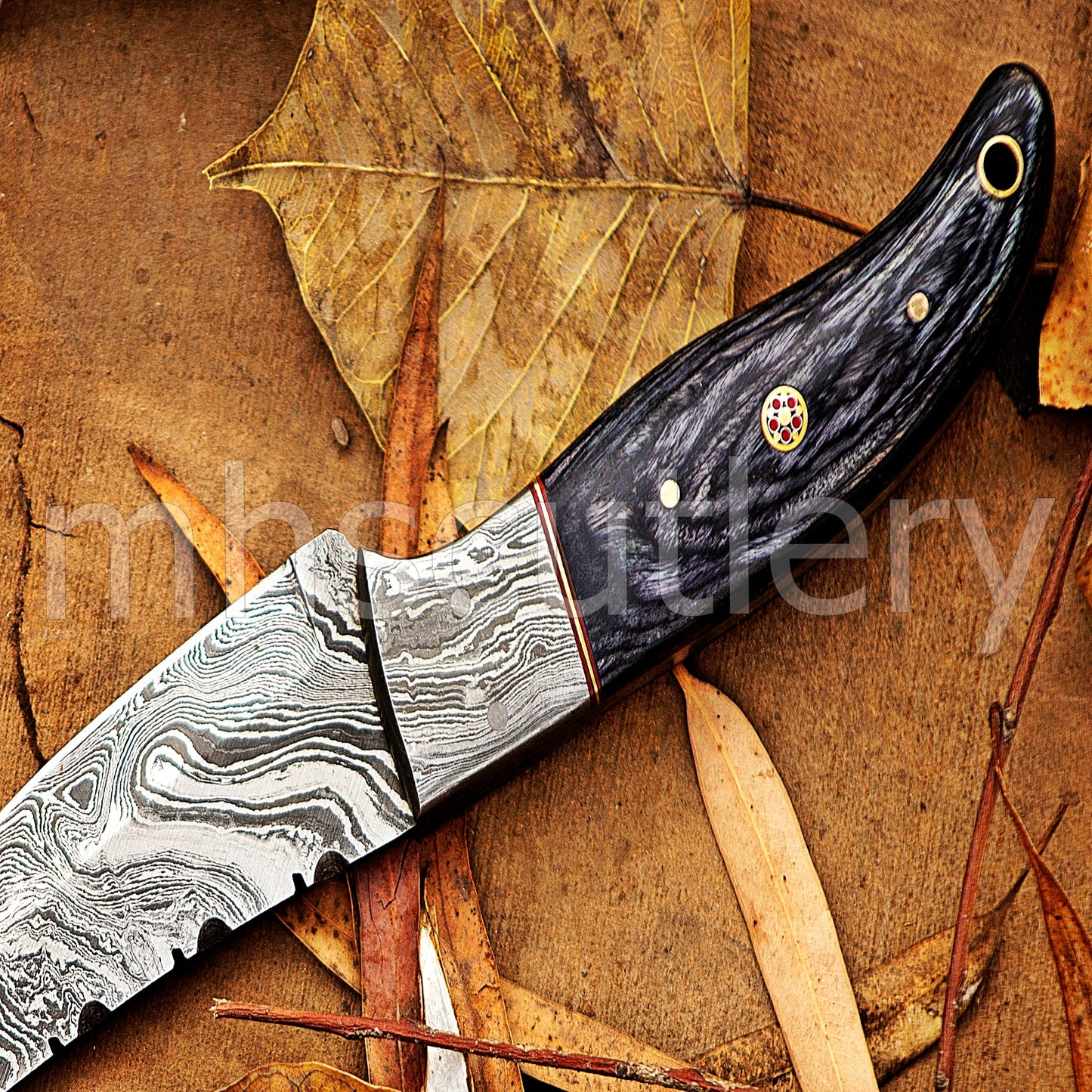 Hand Forged Damascus Steel Skinner Hunting Knife With Pakka Wood Handle