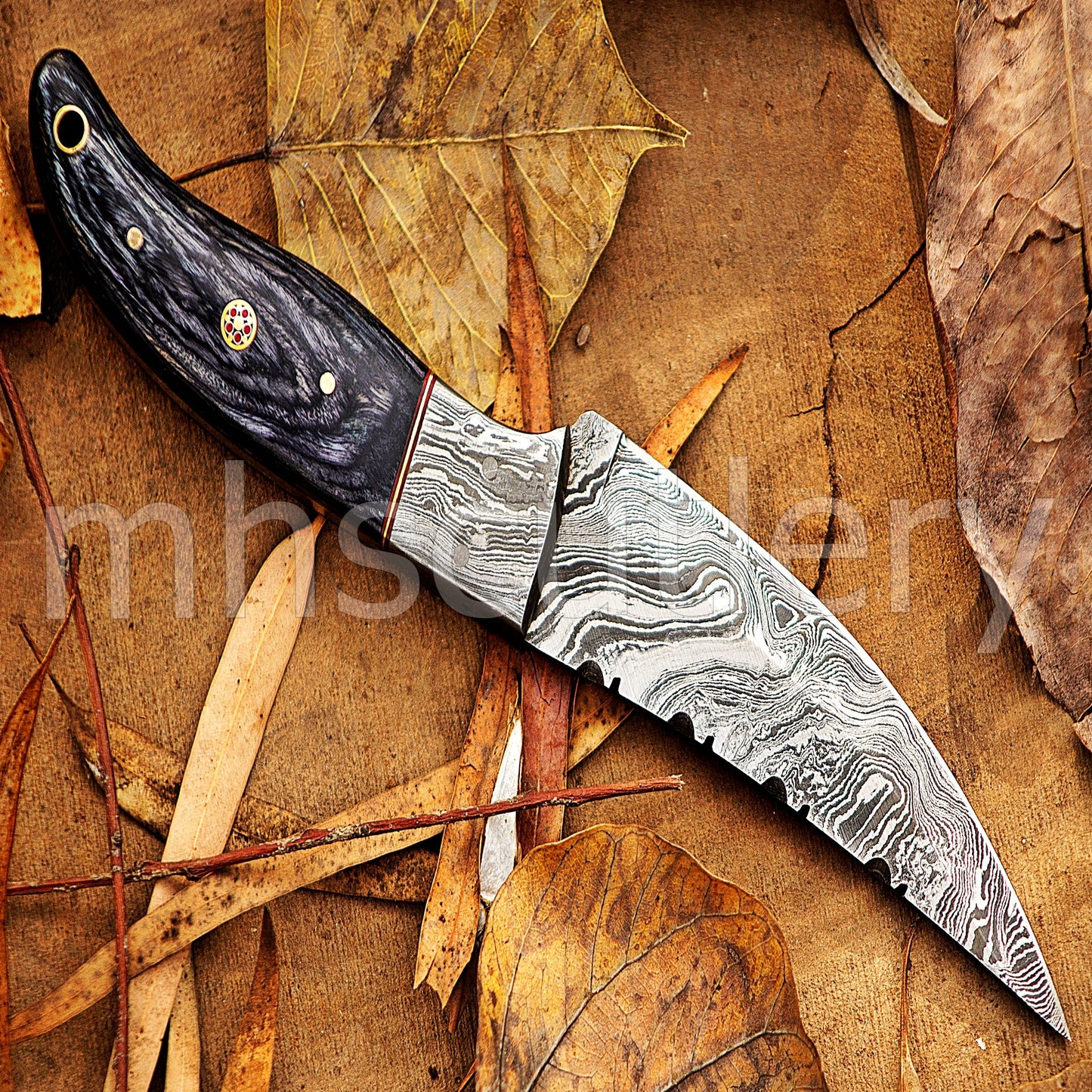 Hand Forged Damascus Steel Skinner Hunting Knife With Pakka Wood Handle