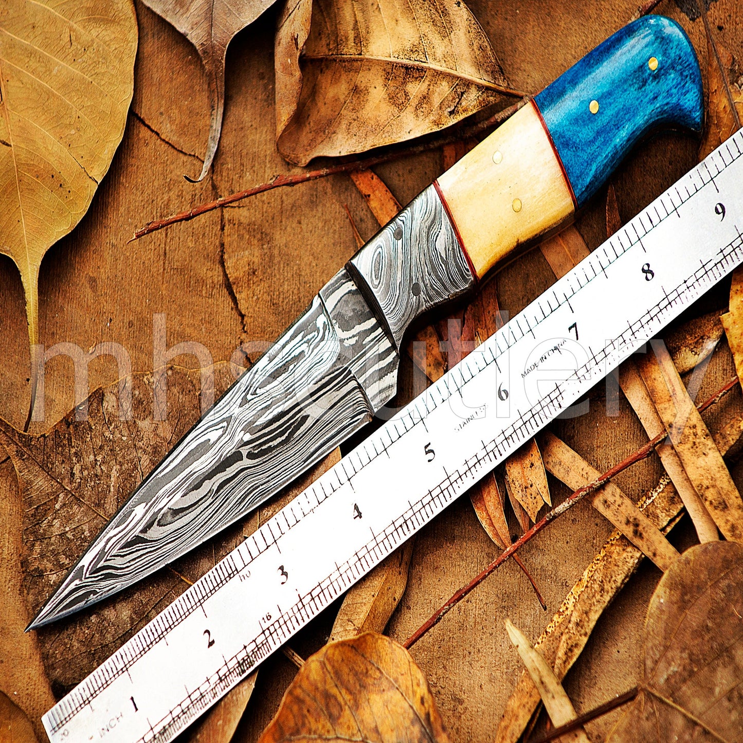 Custom Handmade Damascus Steel Fixed Blade Skinner Knife