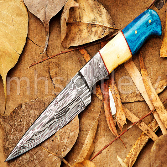 Custom Handmade Damascus Steel Fixed Blade Skinner Knife