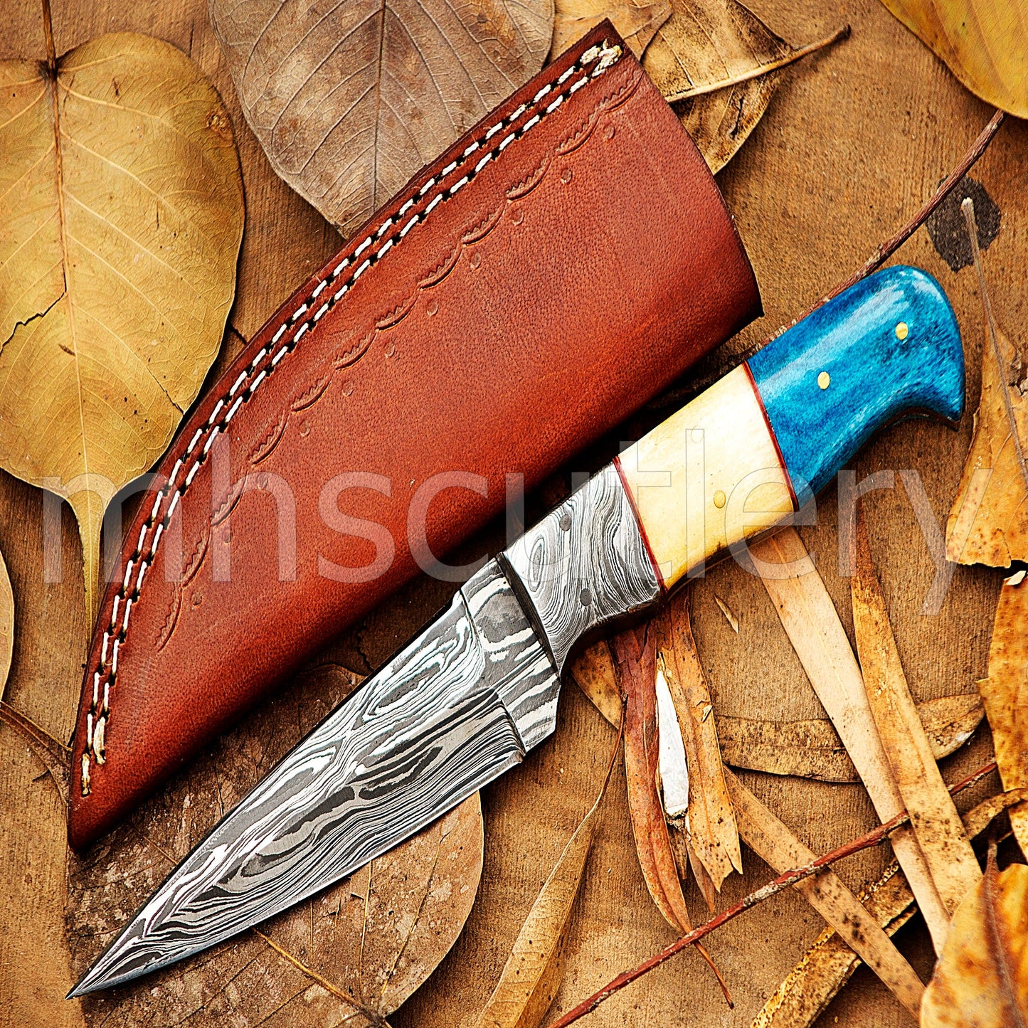 Custom Handmade Damascus Steel Fixed Blade Skinner Knife