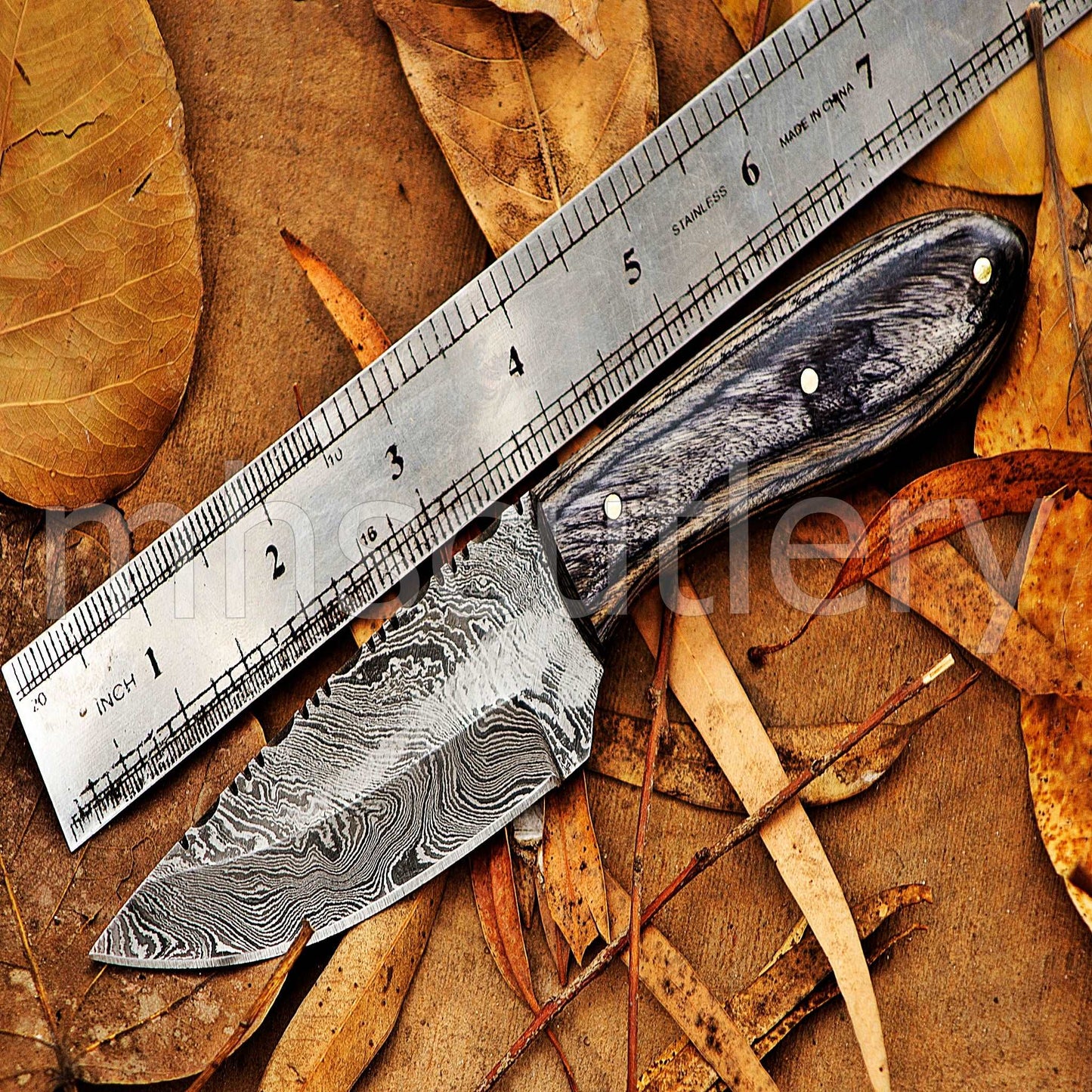 Custom Hand Forged Damascus Steel Mini Hunter Skinner Knife