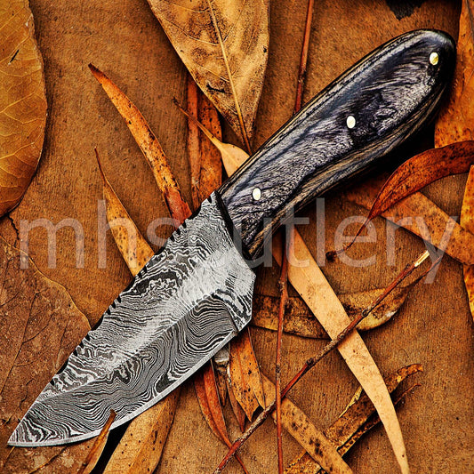 Custom Hand Forged Damascus Steel Mini Hunter Skinner Knife