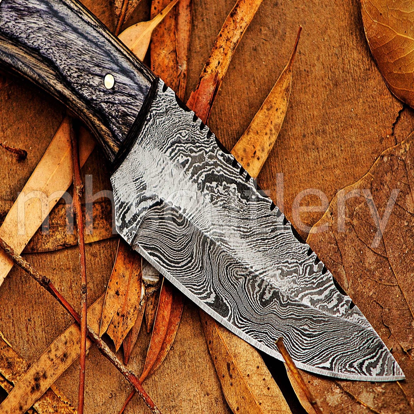 Custom Hand Forged Damascus Steel Mini Hunter Skinner Knife