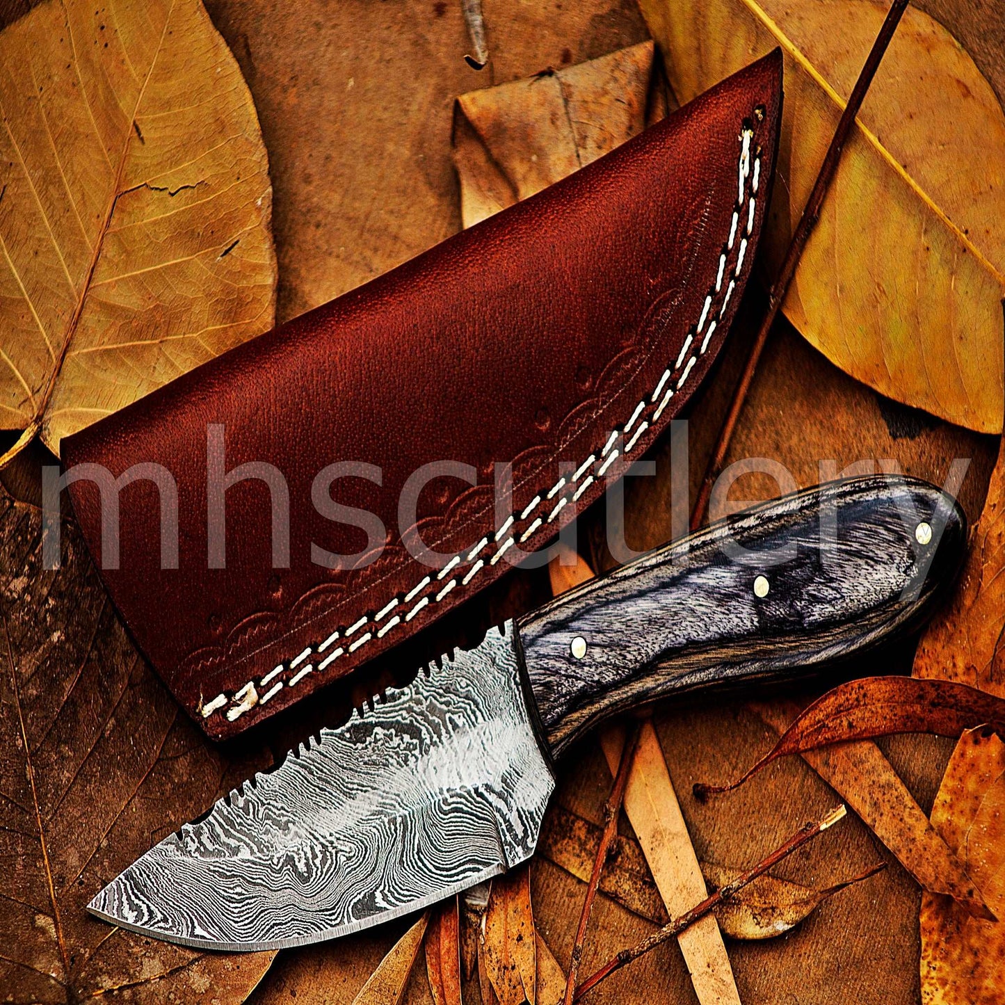 Custom Hand Forged Damascus Steel Mini Hunter Skinner Knife