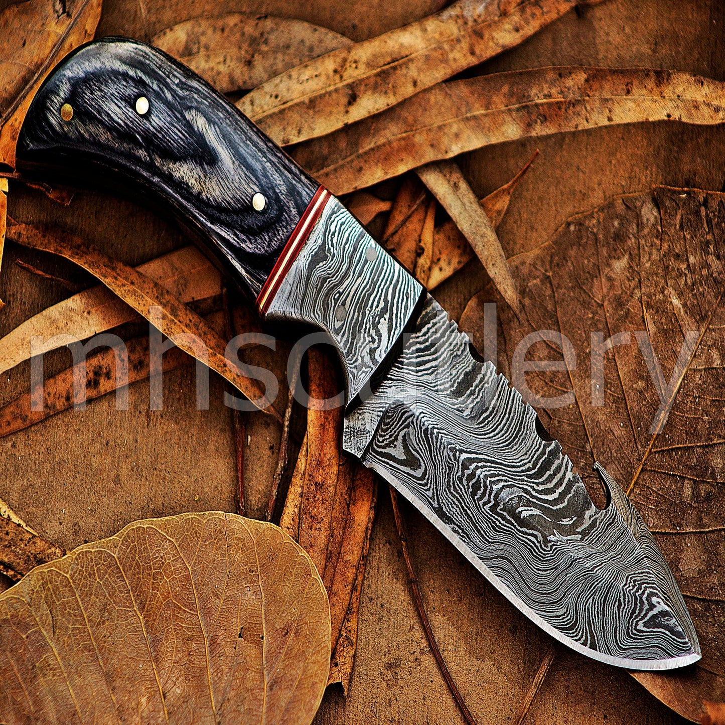 Damascus Steel Gut-Hook Skinner Knife