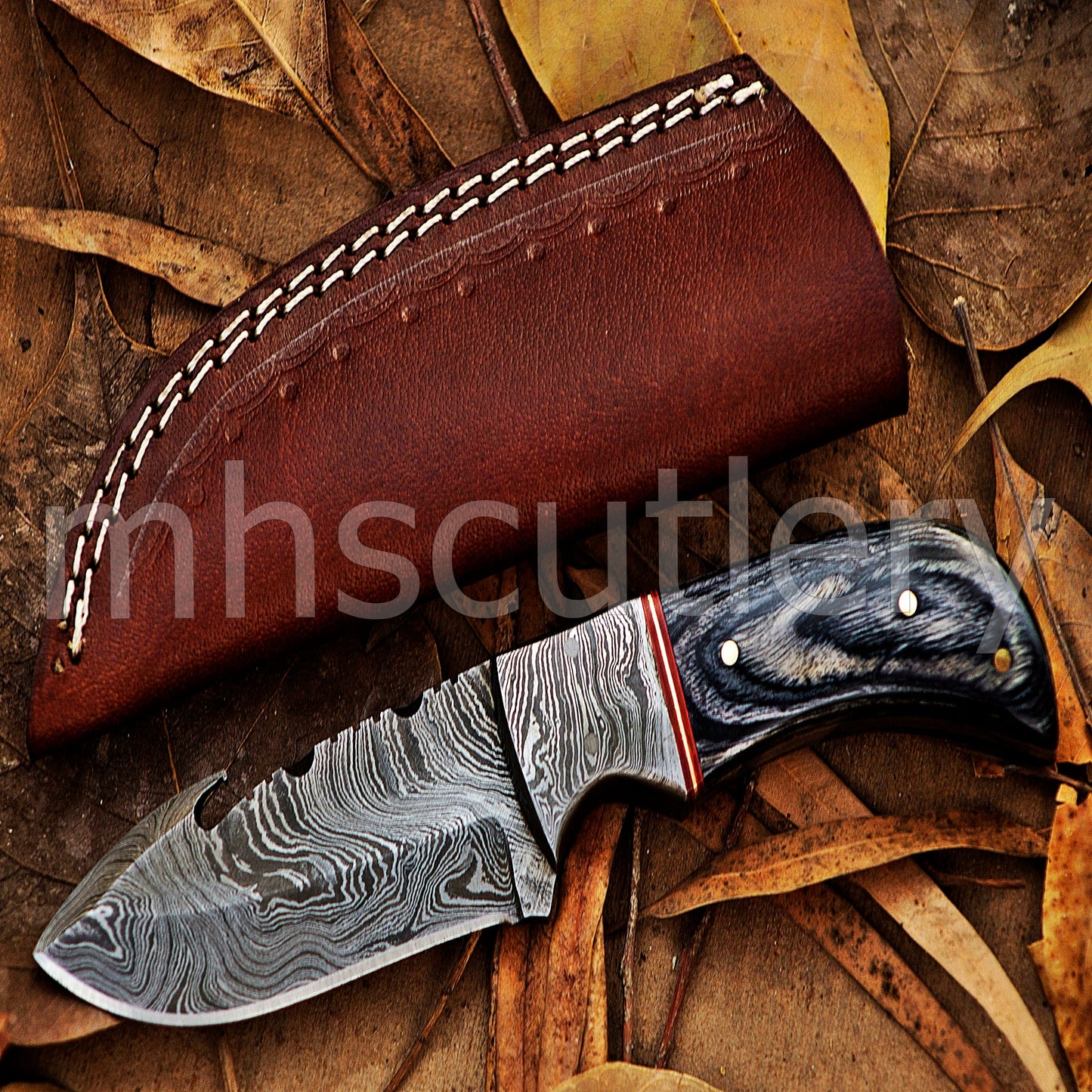 Damascus Steel Gut-Hook Skinner Knife