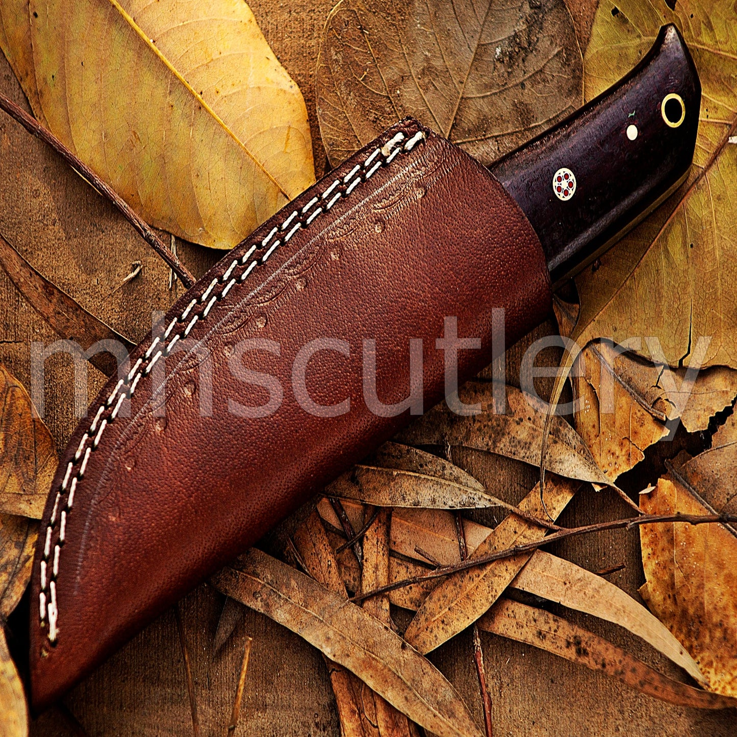 Damascus Steel Gut-Hook Skinning Knife With Micarta Handle