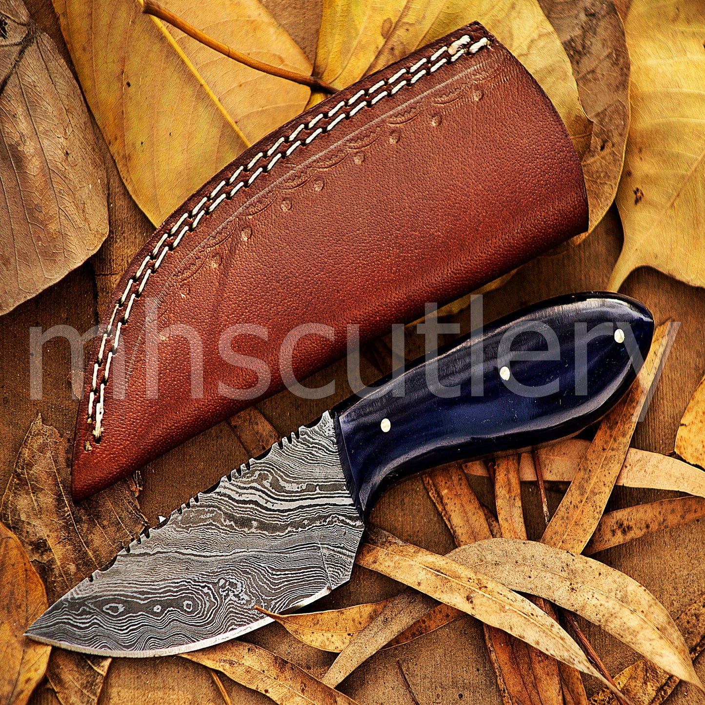 Damascus Steel Mini Fixed Blade Hunting Skinner Knife