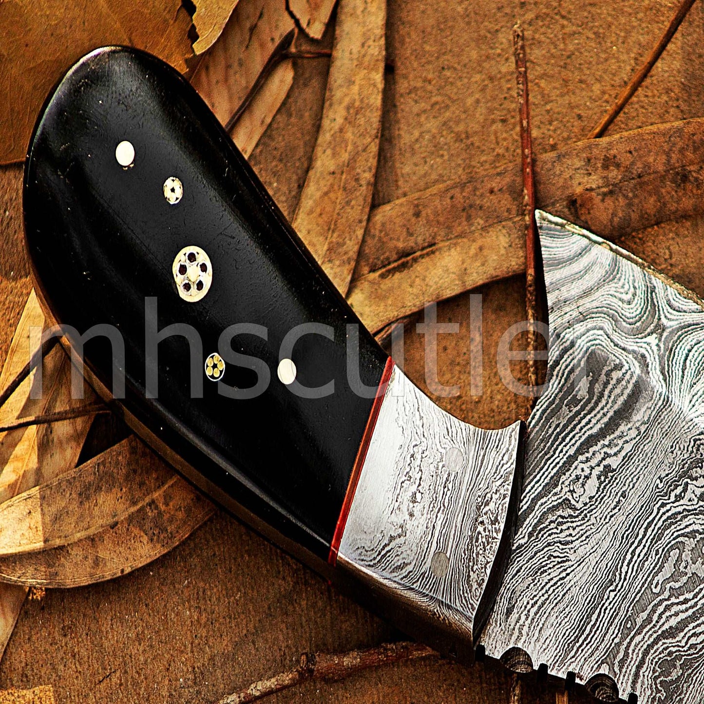 Custom Forged Raindrop Damascus Steel Pizza Cutter Knife