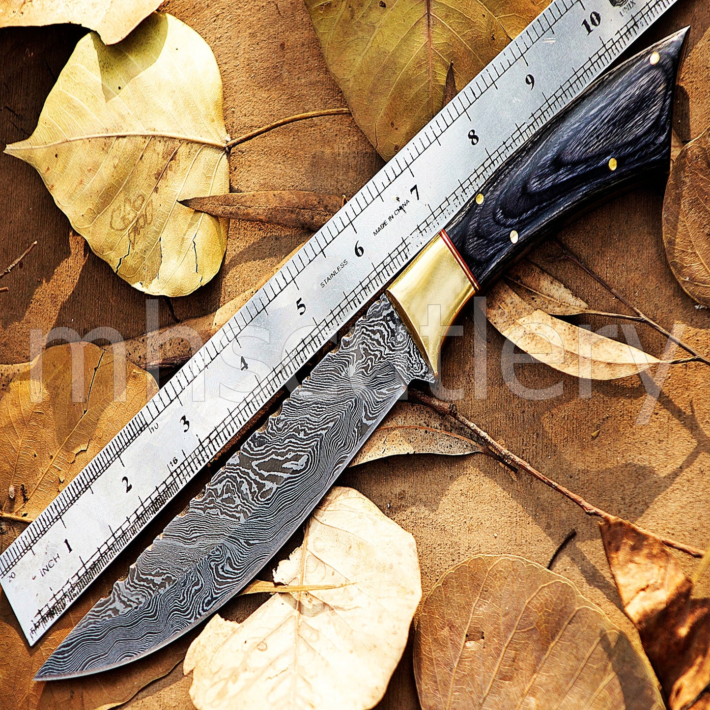 Damascus Steel Big Hunter Skinner Fixed Blade Knife