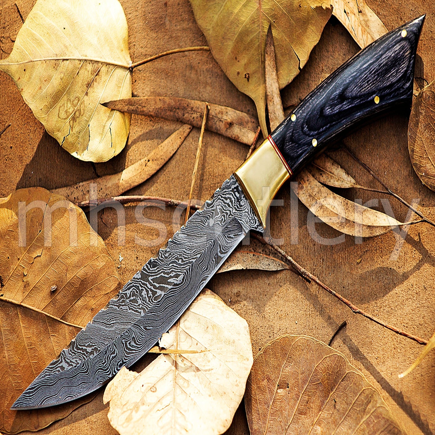 Damascus Steel Big Hunter Skinner Fixed Blade Knife