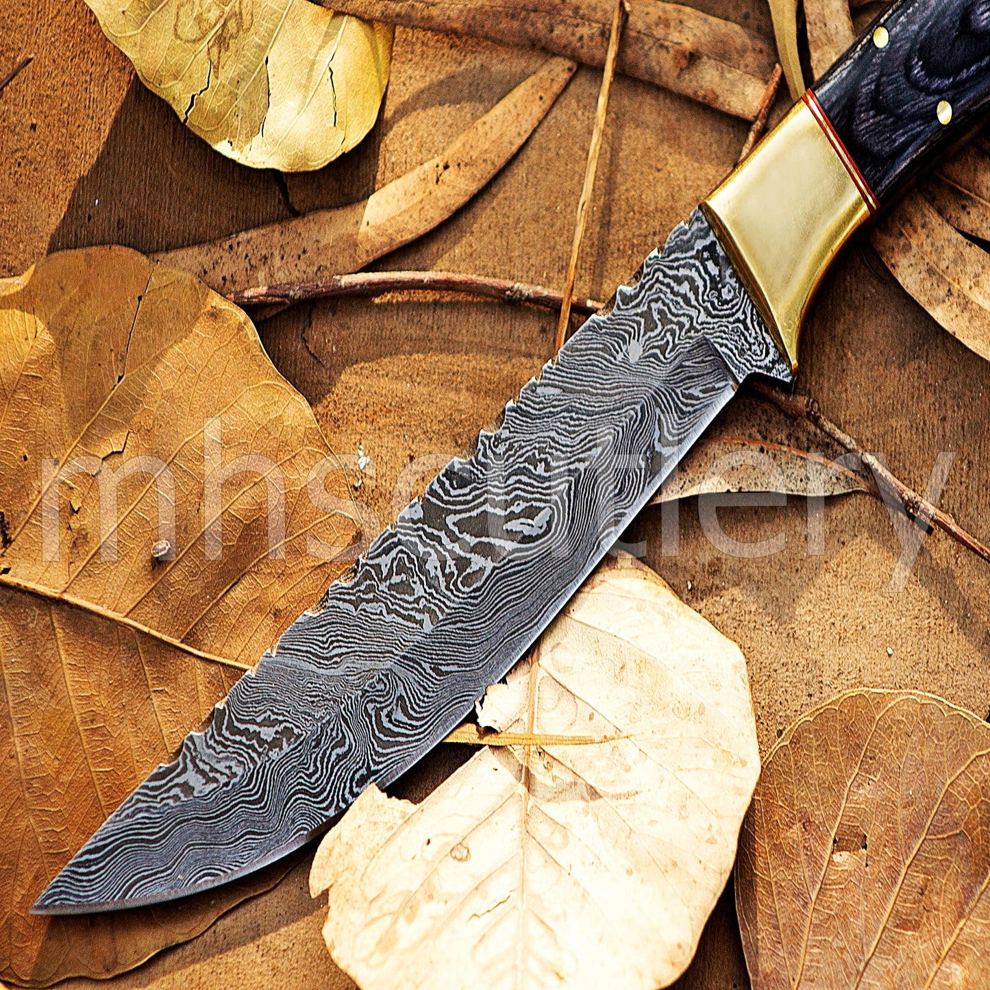 Damascus Steel Big Hunter Skinner Fixed Blade Knife