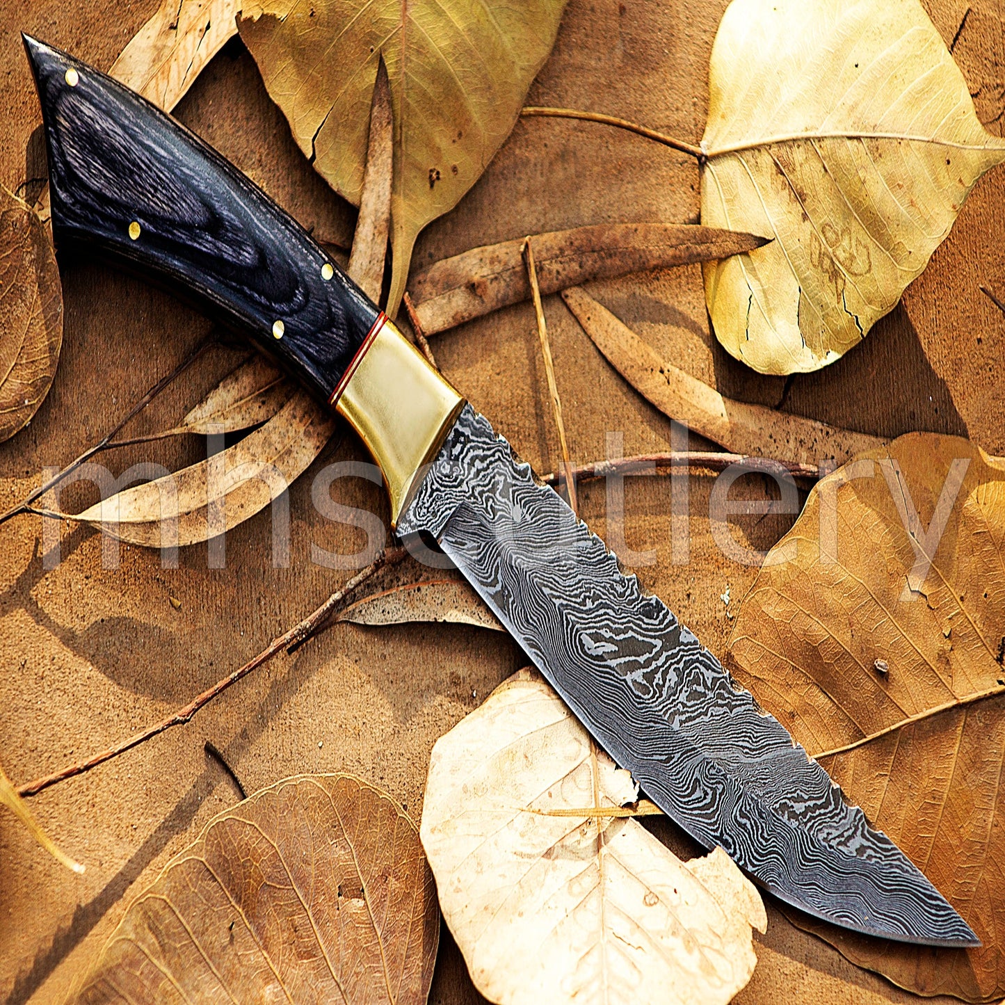 Damascus Steel Big Hunter Skinner Fixed Blade Knife