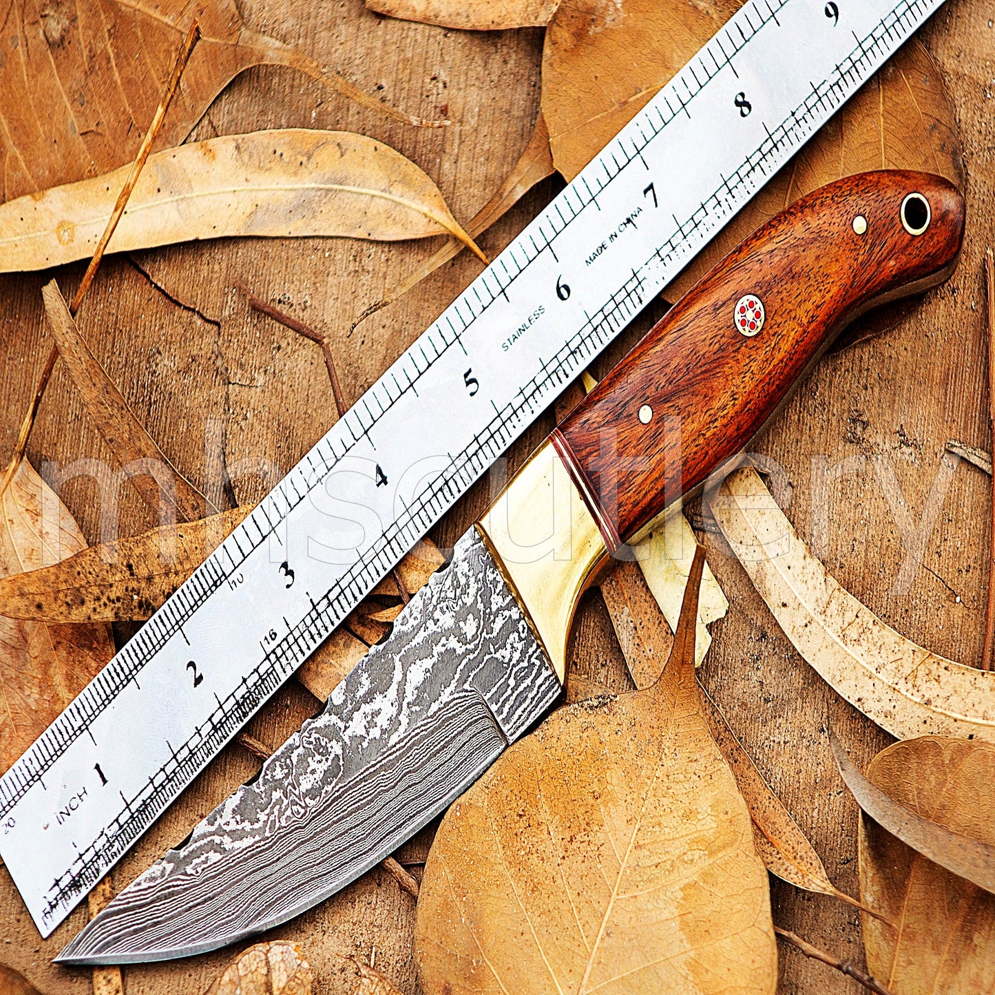 Hand Forged Damascus Steel Fixed Blade Skinner Hunting Knife