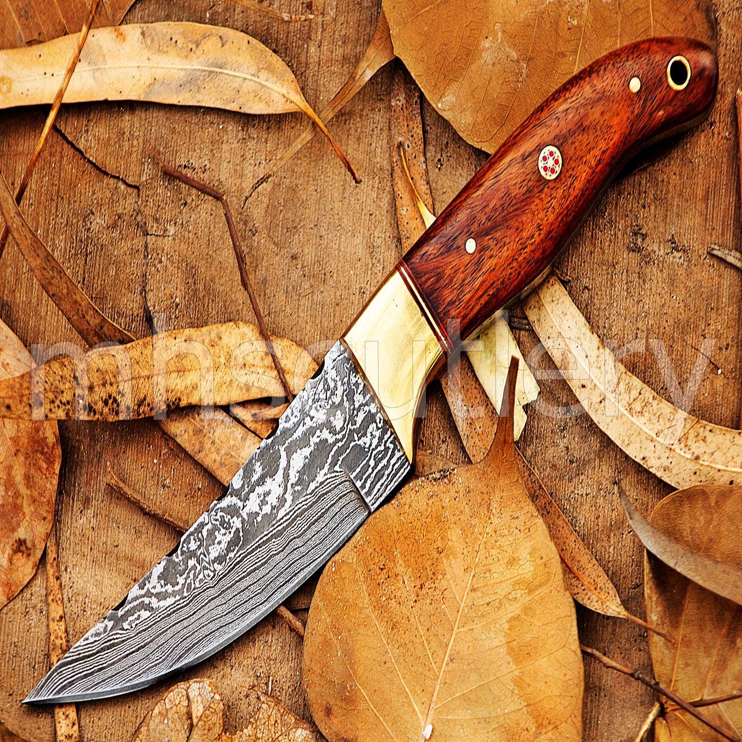 Hand Forged Damascus Steel Fixed Blade Skinner Hunting Knife