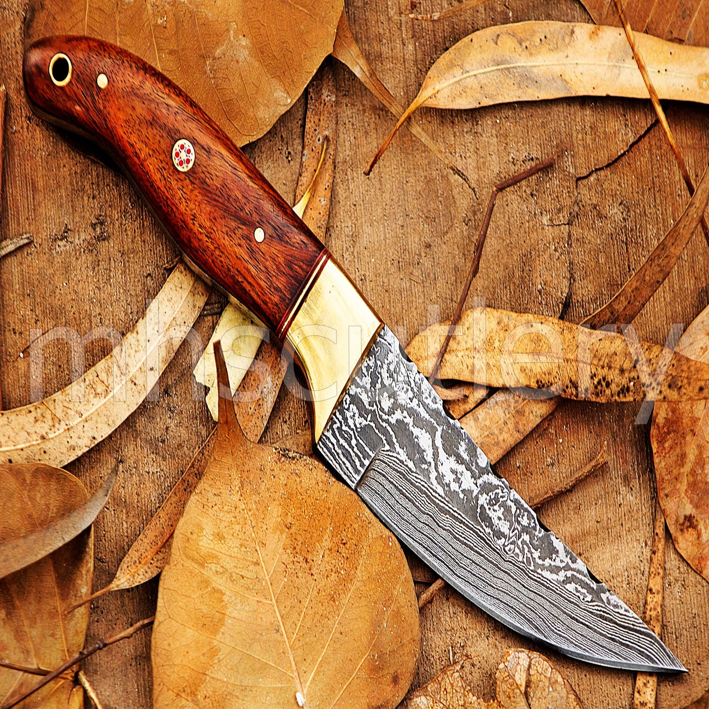 Hand Forged Damascus Steel Fixed Blade Skinner Hunting Knife