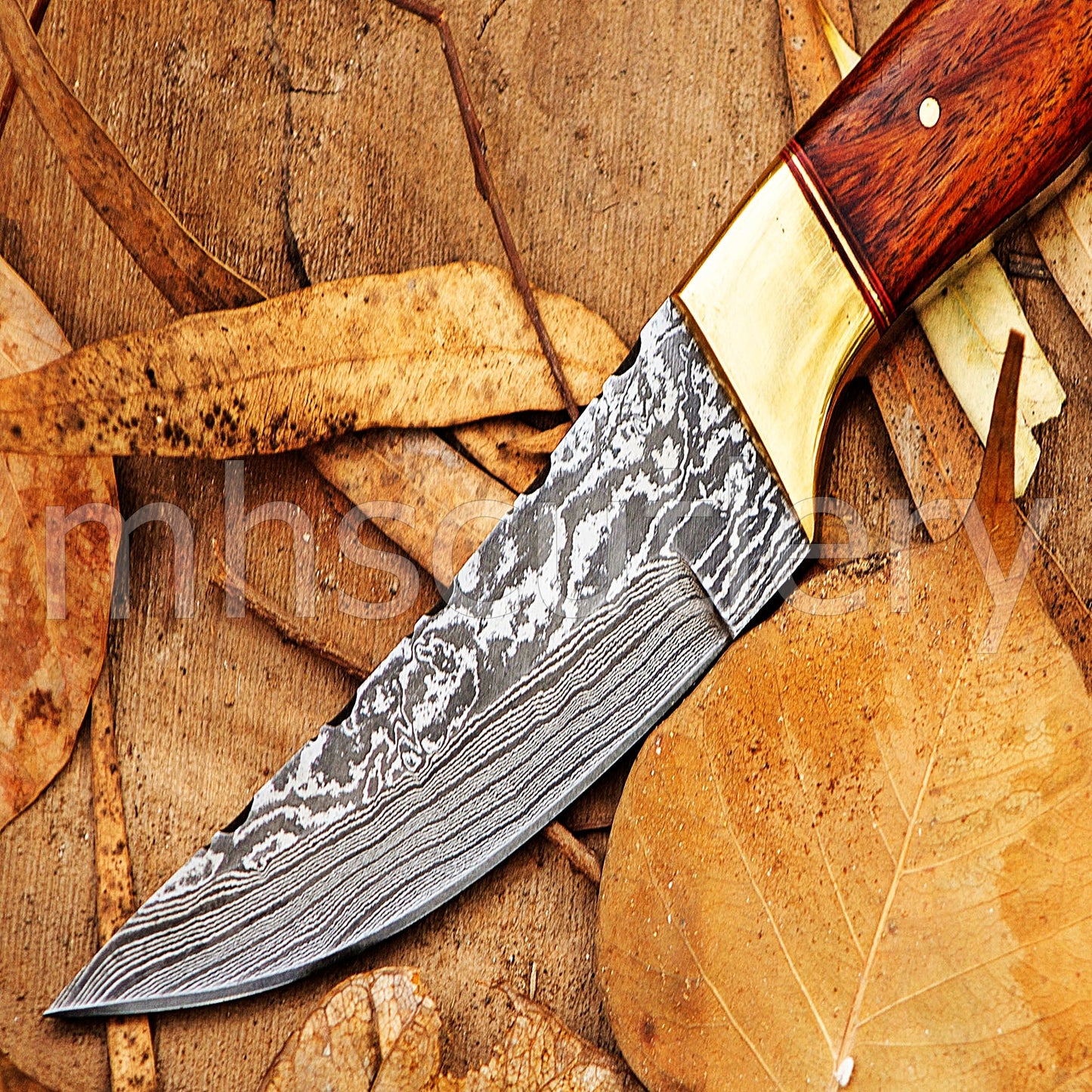 Hand Forged Damascus Steel Fixed Blade Skinner Hunting Knife