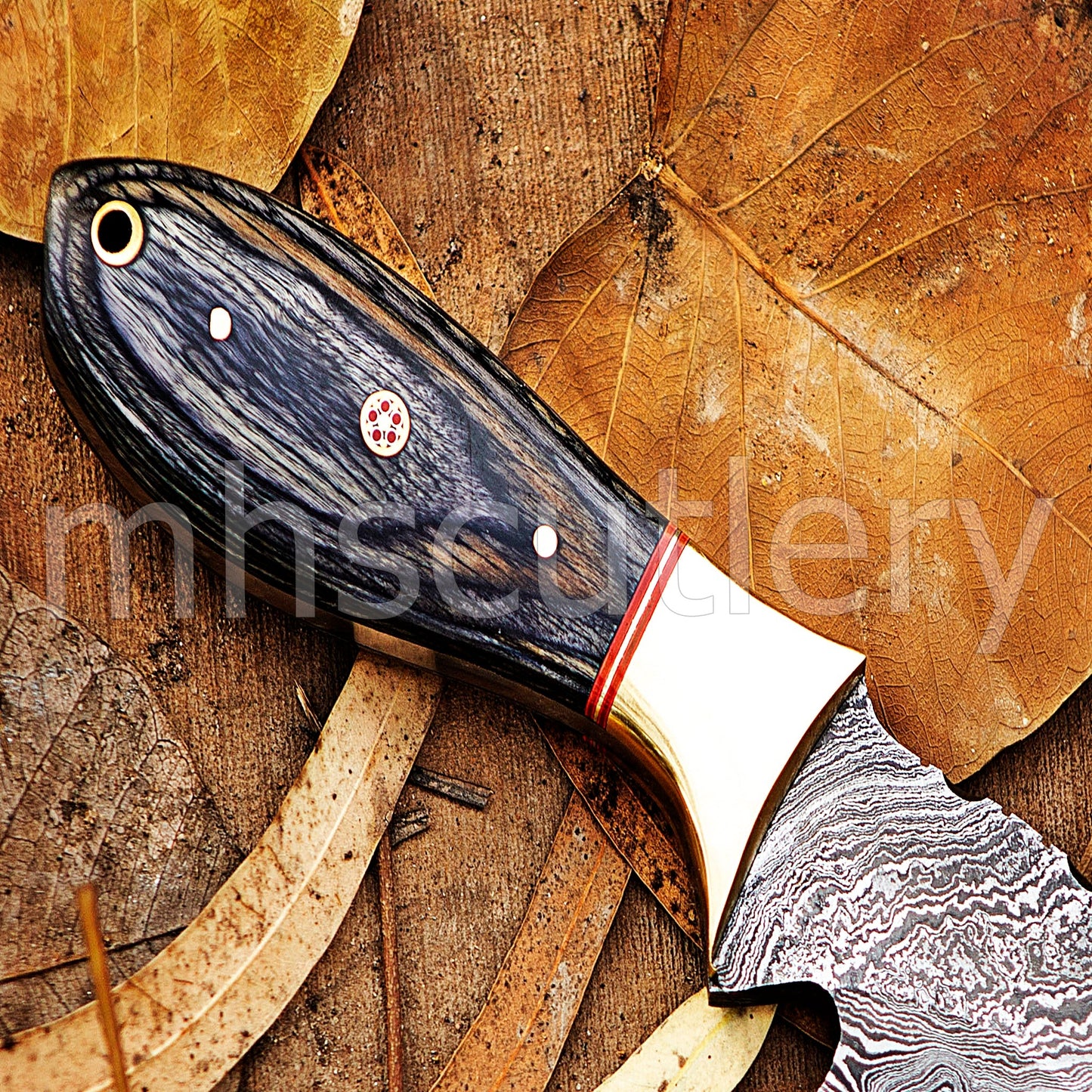 Handmade Fixed Blade Gut Hook Skinner Damascus Steel Knife