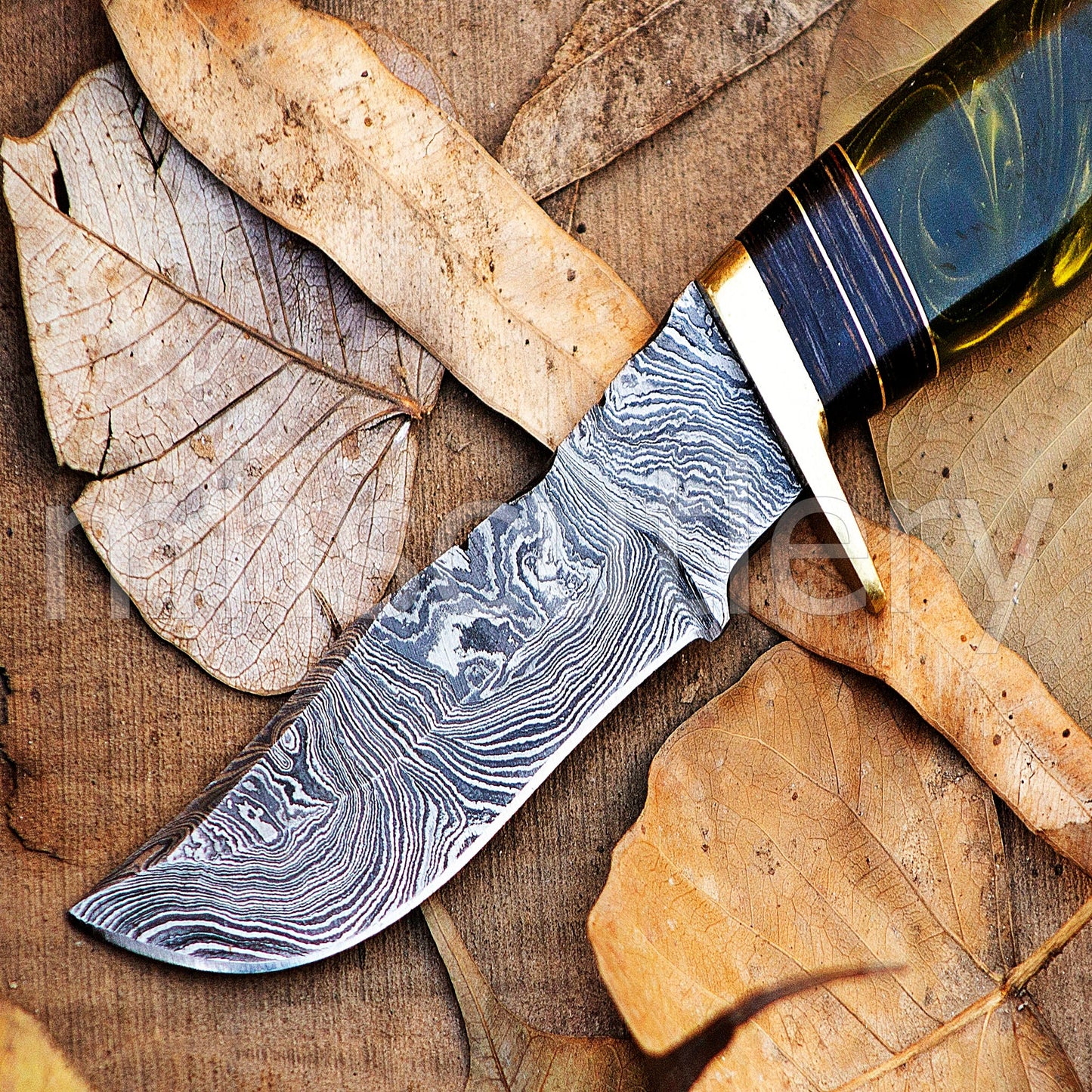 Damascus Steel Hunting Skinner Knife With Resin Handle