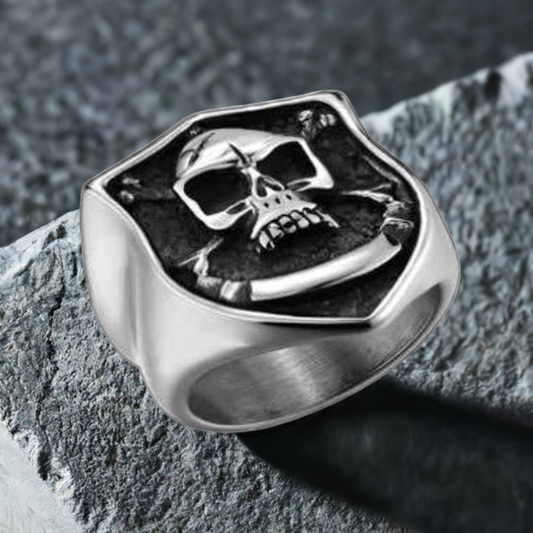 R179 Stainless Steel Brave Face Biker Ring