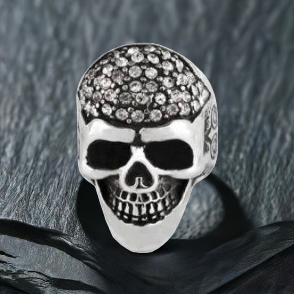 R155 Stainless Steel Diamond Head Biker Ring