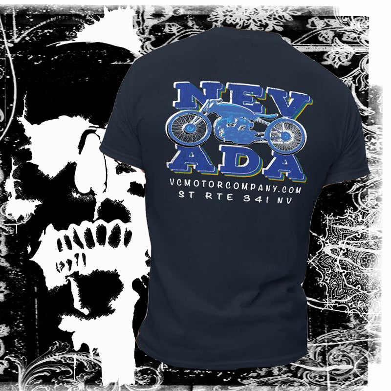 Nevada Blue & Grey Motorcycle Men's heavyweight t-shirt