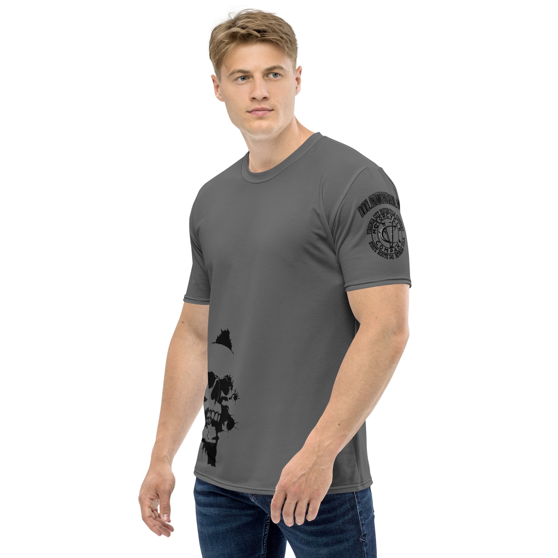 TAG Men's Skull Biker T-Shirt — Left Side View | Nevada Motorcycle Apparel by VCMCo.