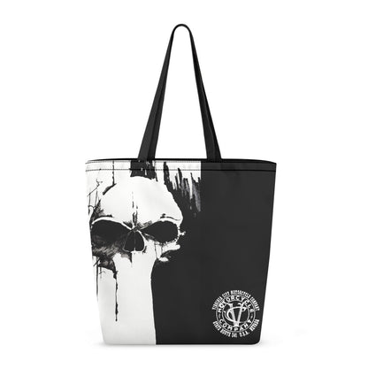 VCMCo. Black and White Skull Canvas Tote Bag