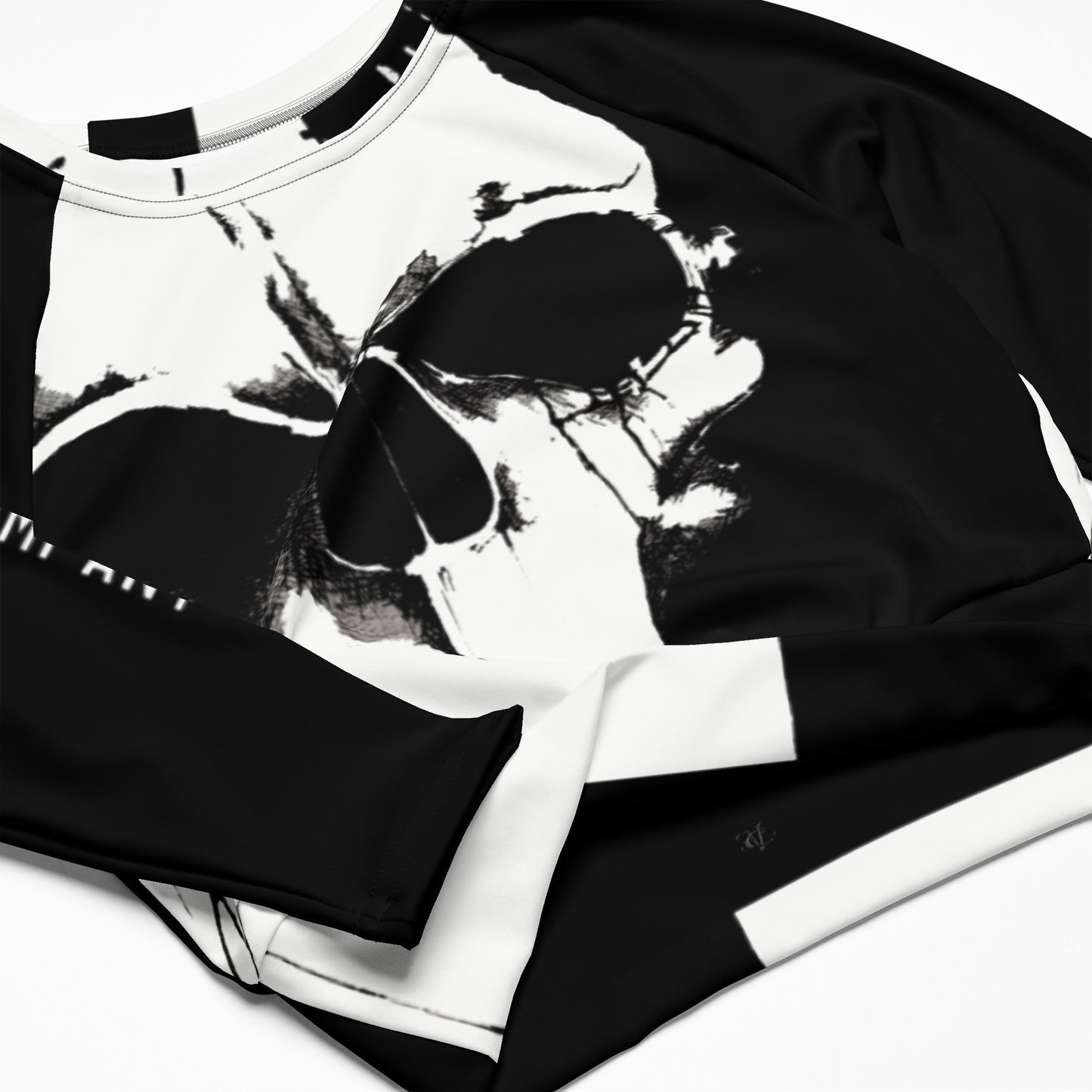 Black and White Skull Recycled long-sleeve crop top