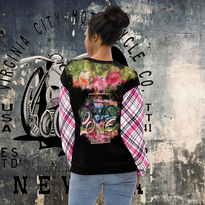 V-Twin Valentine Love Sweatshirt for Her Hoodie Virginia City Motorcycle Company Apparel in Nevada USA