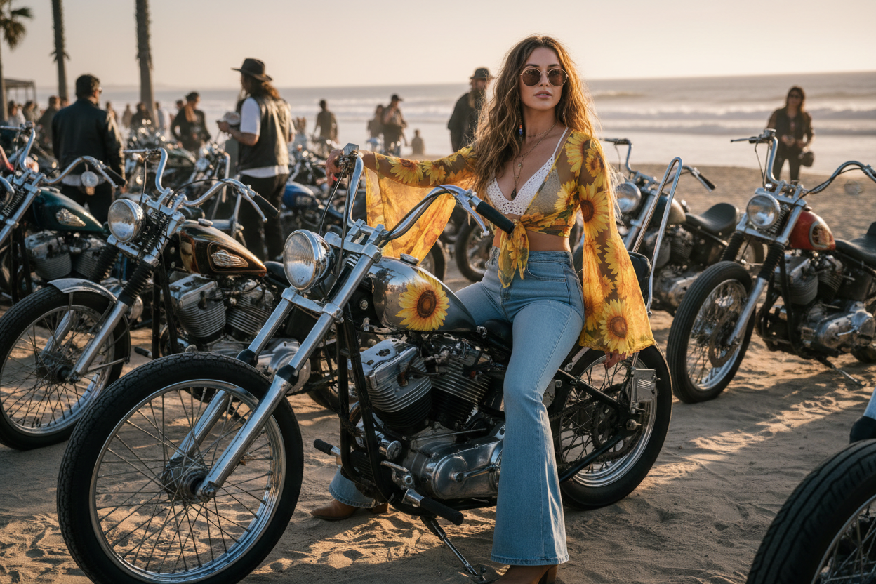 Beachside Rally Ad - Woman in Sunflower Mesh Cover-Up