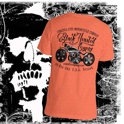 Black Hearted Gypsy Bike - Men's Motorcycle T-Shirt Men's T-Shirt Virginia City Motorcycle Company Apparel in Nevada USA