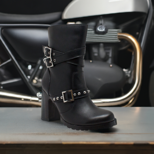 3-Buckle - Women's 3 Buckle Simple Stud Sexy Boot with 4" Heel Women's Motorcycle Boots Virginia City Motorcycle Company Apparel in Nevada USA