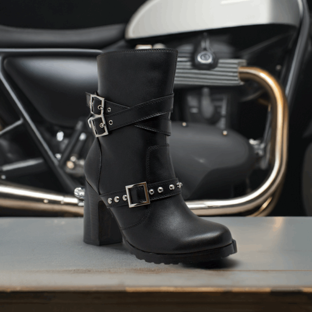 3-Buckle - Women's 3 Buckle Simple Stud Sexy Boot with 4" Heel Women's Motorcycle Boots Virginia City Motorcycle Company Apparel in Nevada USA