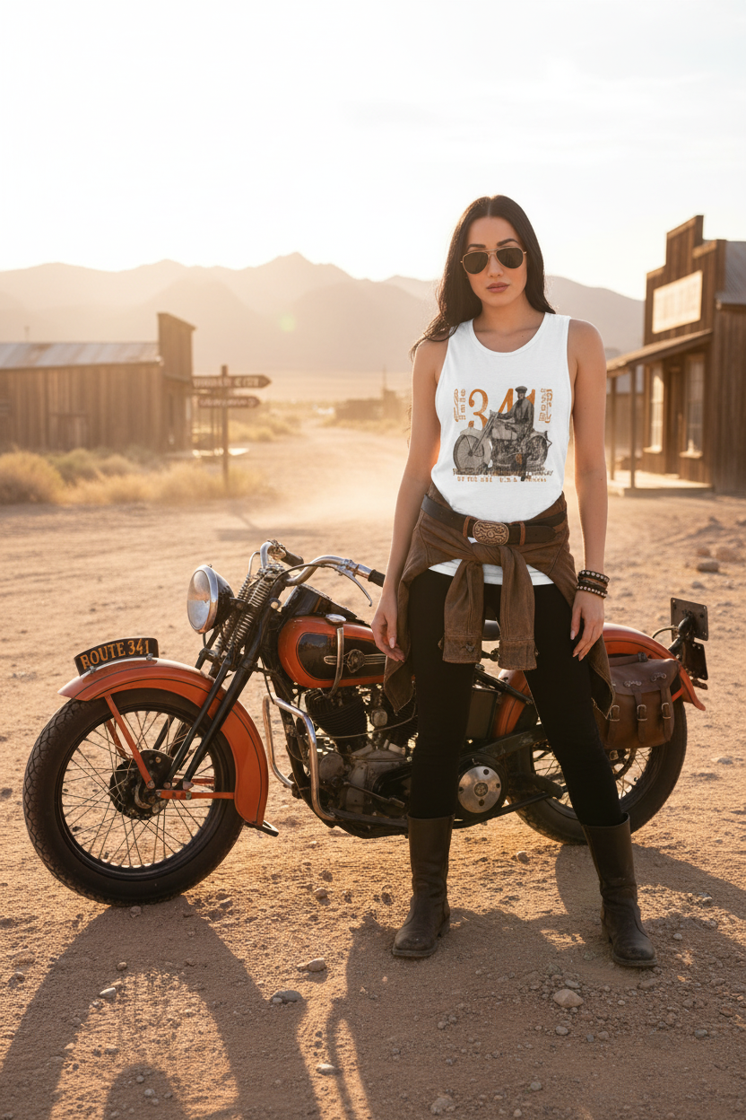 J-Model Harley Polly ladies muscle tank vintage motorcycle scene