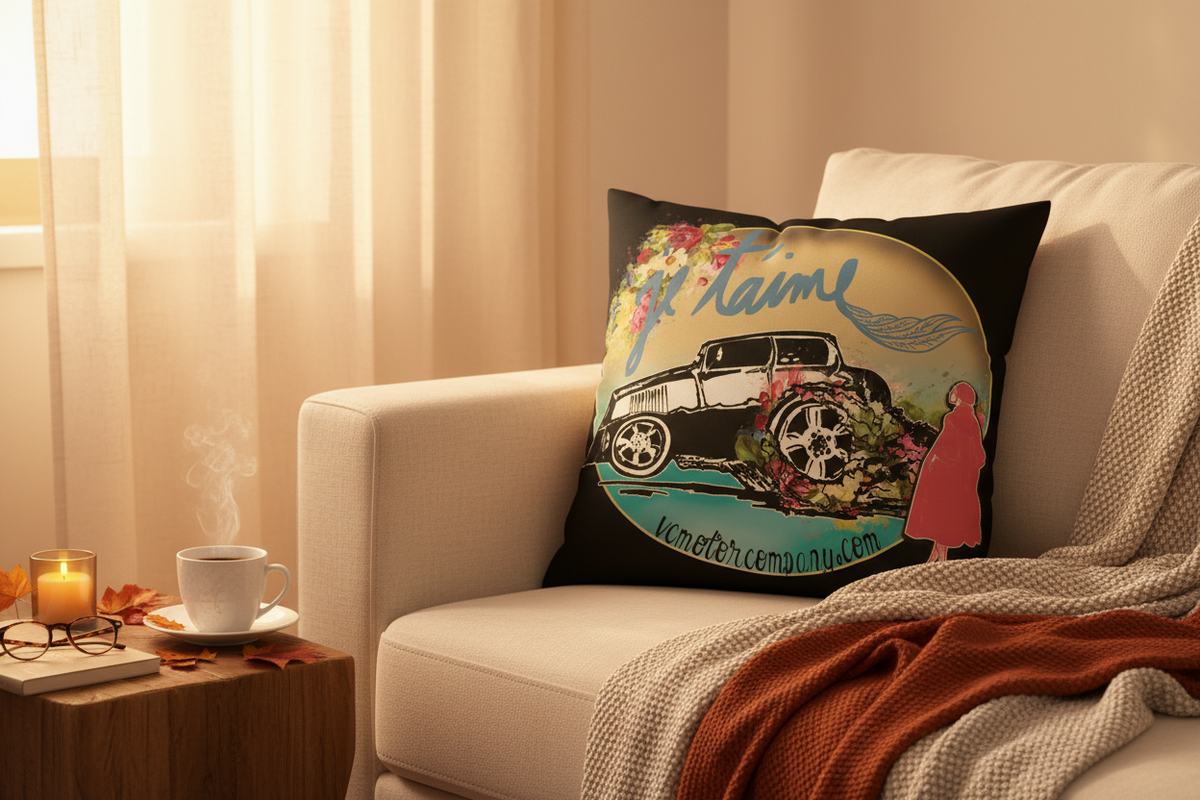 Je T'aime Hot Rod Pillow Cozy Lifestyle
