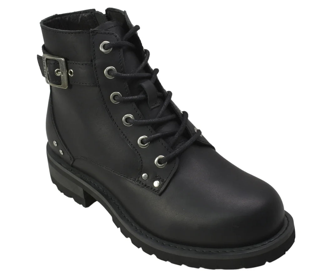 Ankle Boot - Women's Double Zipper Lace up Ankle Boot Women's Motorcycle Boots Virginia City Motorcycle Company Apparel in Nevada USA