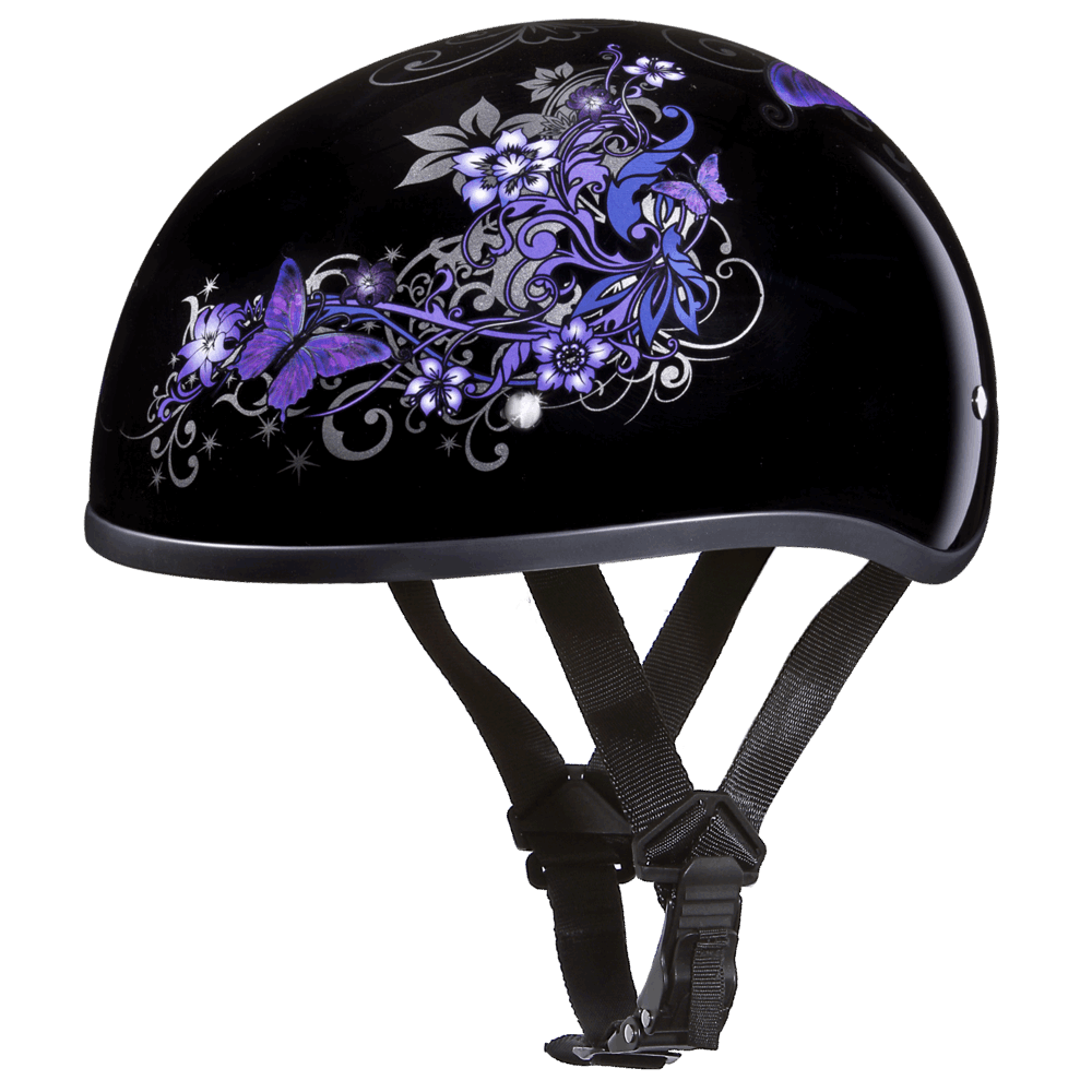 D6-B D.O.T. DAYTONA SKULL CAP - W/ BUTTERFLY 1/2 Shell Helmets Virginia City Motorcycle Company Apparel 