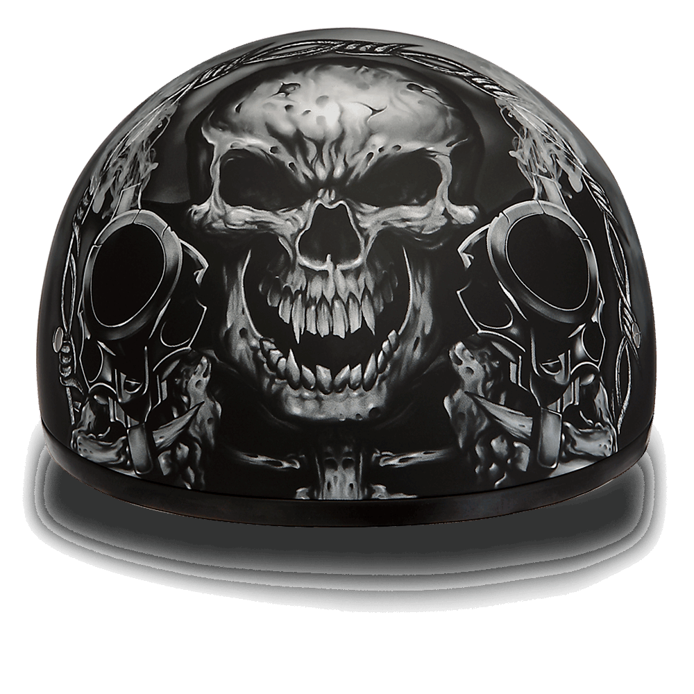 D6-G D.O.T. DAYTONA SKULL CAP - W/ GUNS 1/2 Shell Helmets Virginia City Motorcycle Company Apparel 