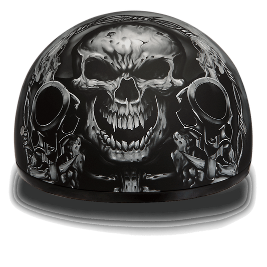 D6-G D.O.T. DAYTONA SKULL CAP - W/ GUNS 1/2 Shell Helmets Virginia City Motorcycle Company Apparel 