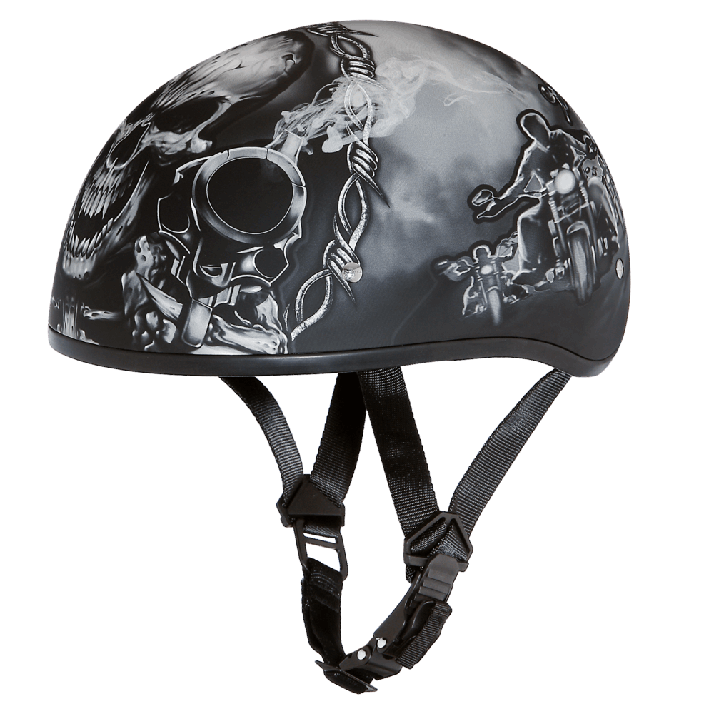 D6-G D.O.T. DAYTONA SKULL CAP - W/ GUNS 1/2 Shell Helmets Virginia City Motorcycle Company Apparel 