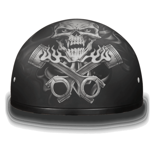 D6-PS D.O.T. DAYTONA SKULL CAP - W/ PISTONS SKULL 1/2 Shell Helmets Virginia City Motorcycle Company Apparel 