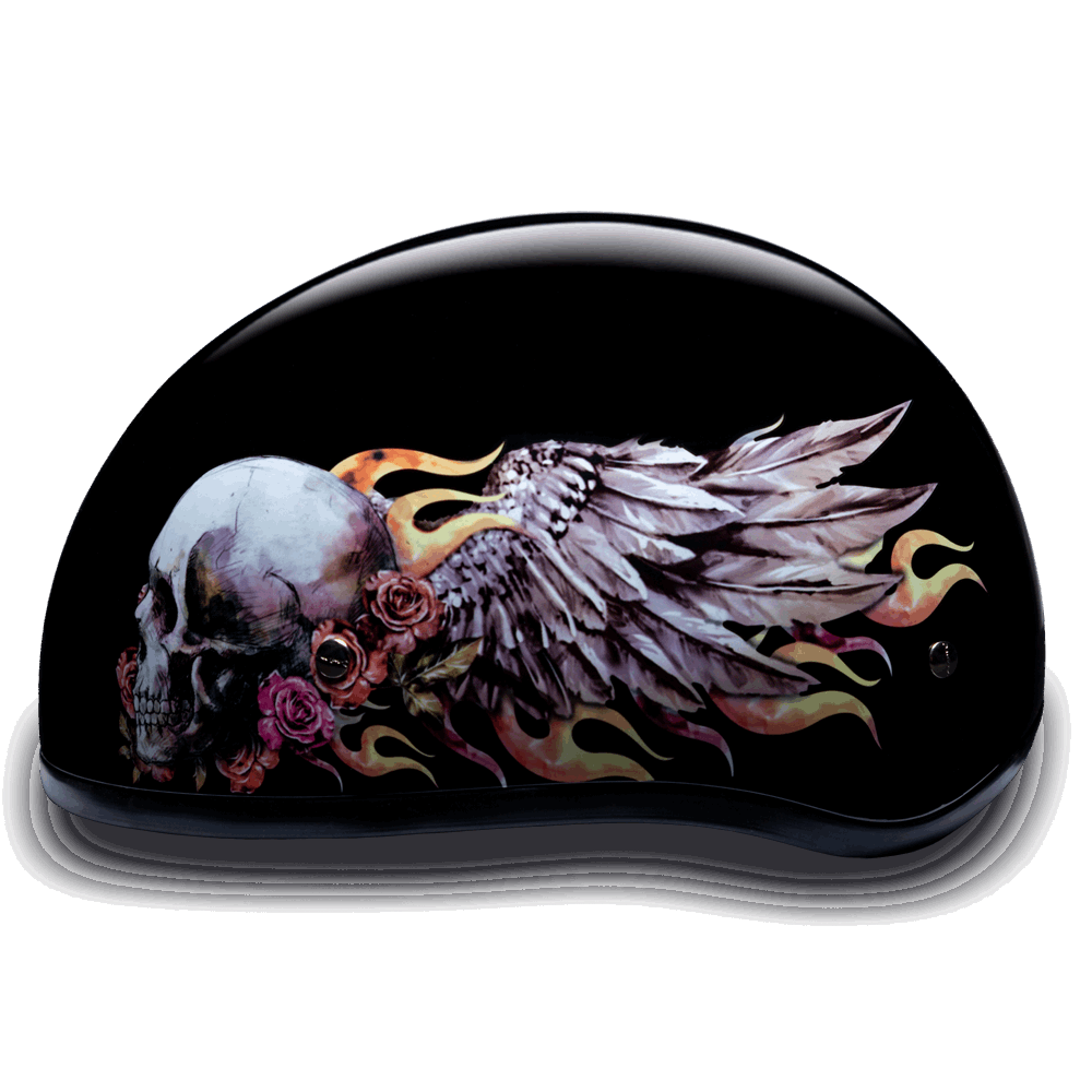 D6-SKW D.O.T. DAYTONA SKULL CAP - W/ SKULL WINGS 1/2 Shell Helmets Virginia City Motorcycle Company Apparel 