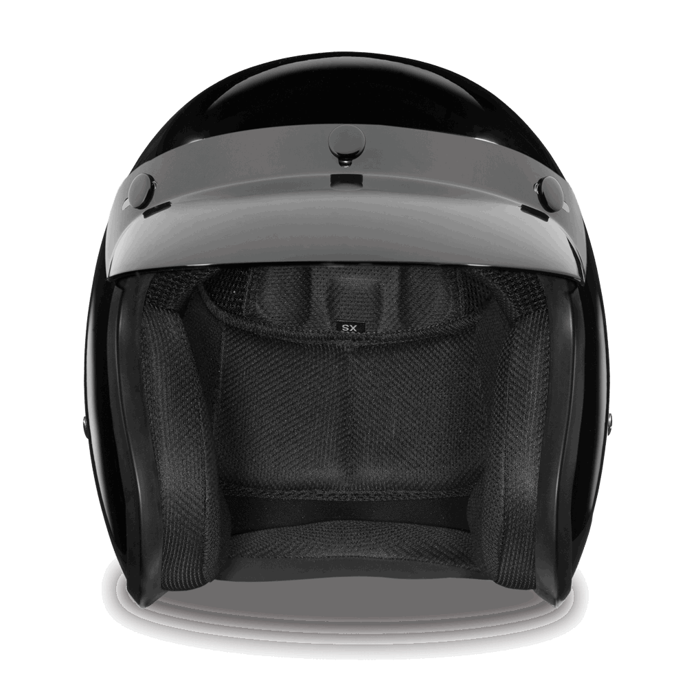 DC1-A D.O.T. DAYTONA CRUISER - HI-GLOSS BLACK 3/4 Shell Helmets Virginia City Motorcycle Company Apparel 