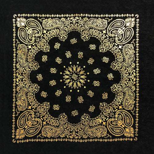 BD2520 Black Gold Metalic Paisley Bandanas Virginia City Motorcycle Company Apparel 